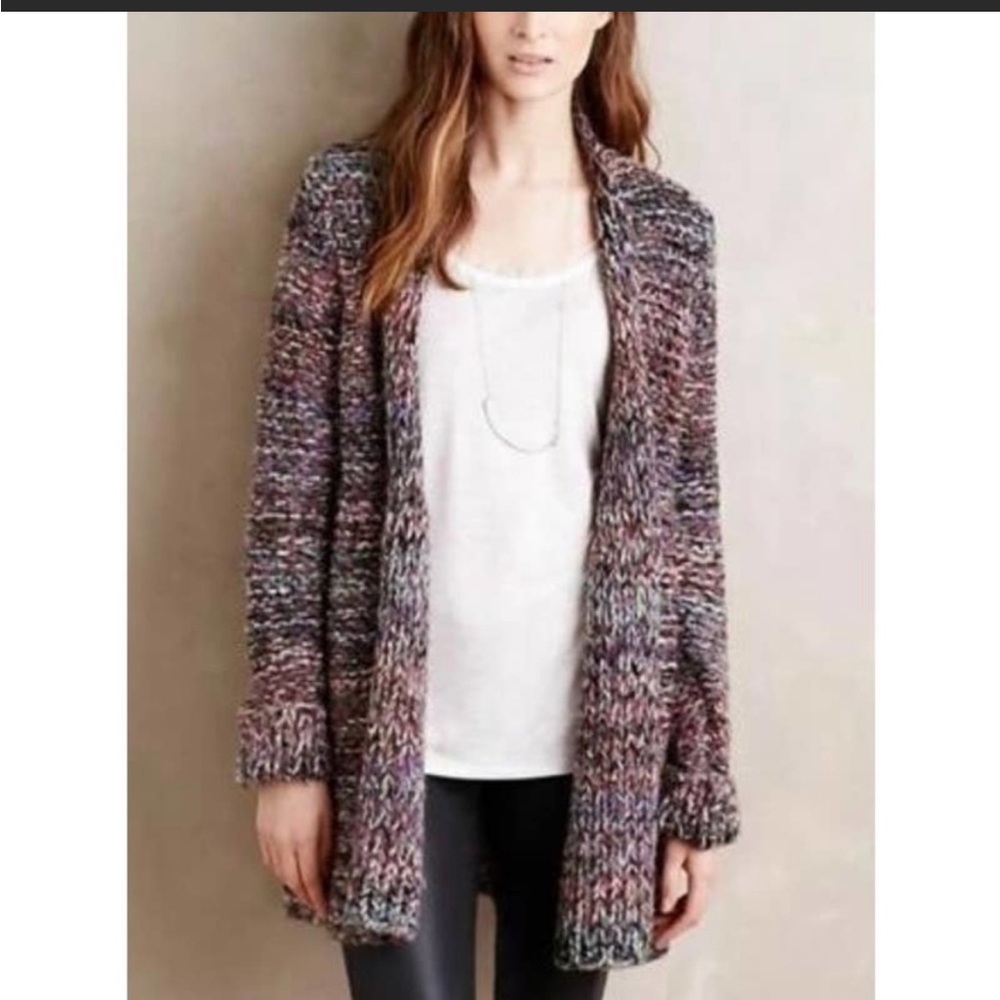 ANTHROPOLOGIE Moth Ella Chunky Knit Open Cardigan Size Small
